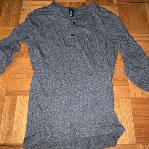 Grey button up and rolled up sleeves